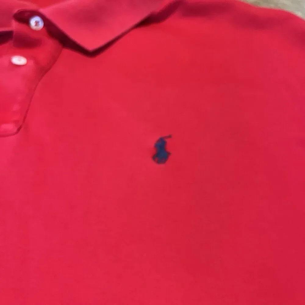 Polo Ralph Lauren Polo Shirt Men's 2XL Red 100% Cotton Short Sleeve Logo Button